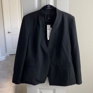 Ann Taylor • black collarless blazer, size 16. NWT